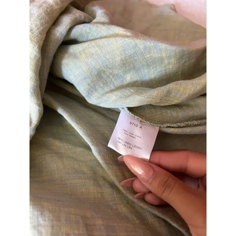 Yuvita Light Green 100% Linen Maxi Dress Size Medium - Picture 5 of 6